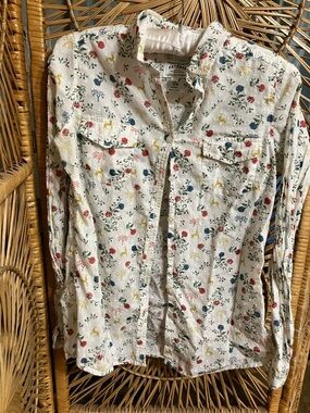 Fat Face White Floral-Print Casual Button-Down Shirt